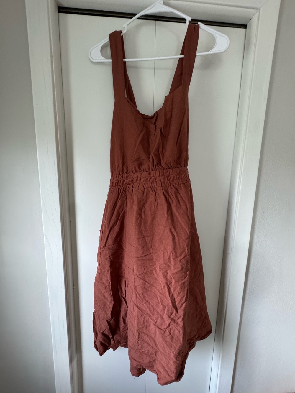 Women's large Rust Brown Sleeveless Pinafore Sundress